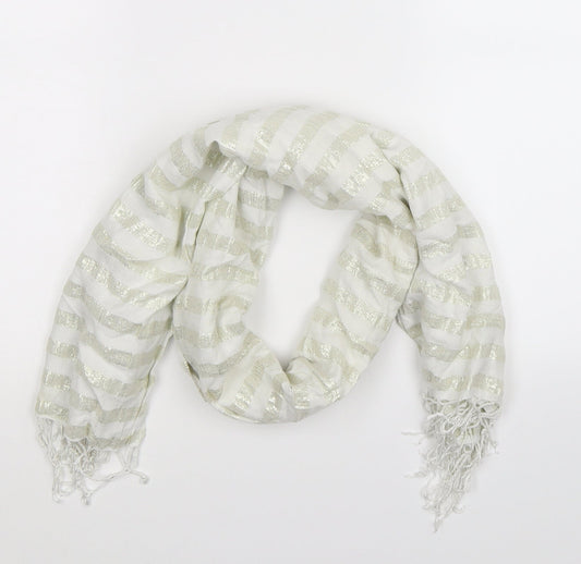 Preworn Womens White Striped Knit  Scarf