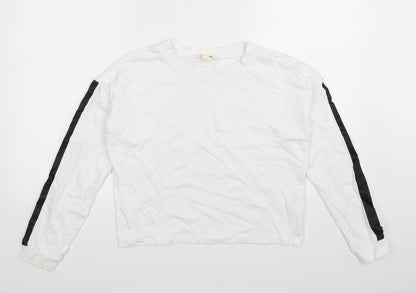 Additional front view of H&M girls’ white striped pullover sweatshirt, size 13-14, years