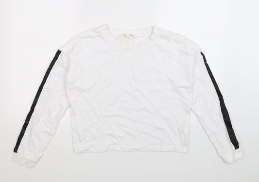 H&M Girls White Striped  Pullover Sweatshirt Size 13-14 Years