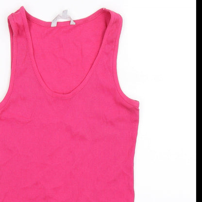 Close-up detail of Red Herring women’s pink basic tank, size UK 12