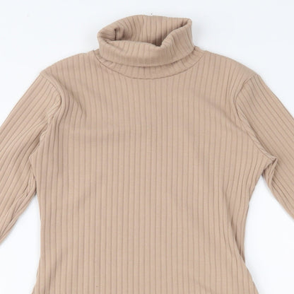 Close-up detail of Nasty Gal women’s brown basic blouse, size UK 4