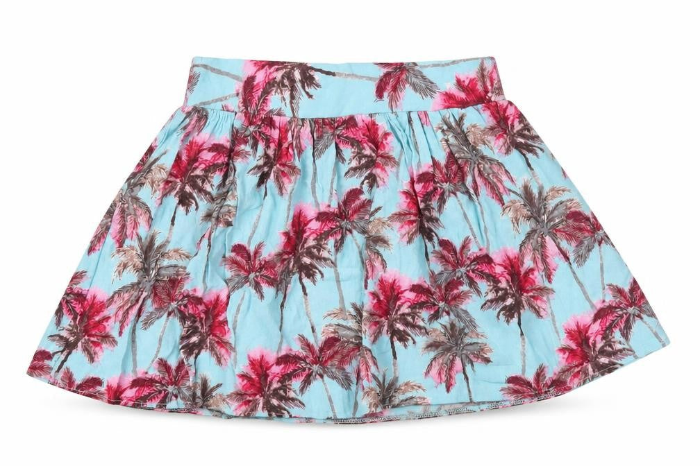 f7f Girls Blue Floral  Pleated Skirt Size 8-9 Years