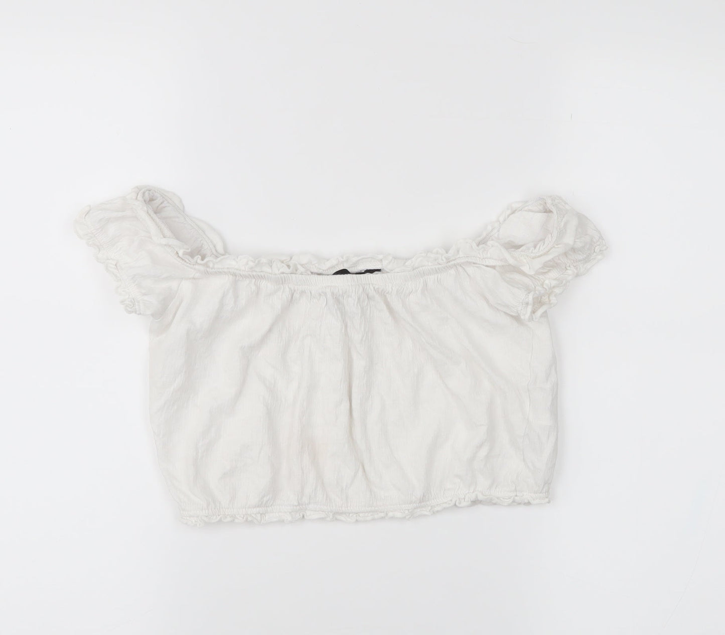 New Look Womens White   Cropped Blouse Size 8