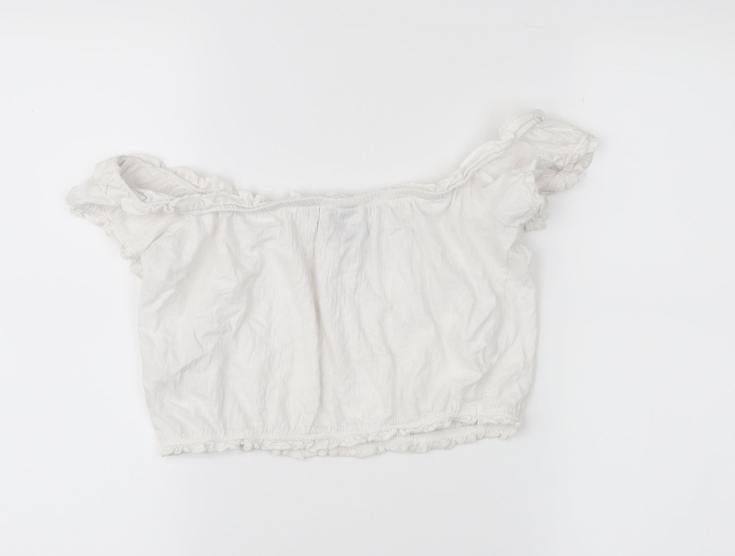 New Look Womens White   Cropped Blouse Size 8