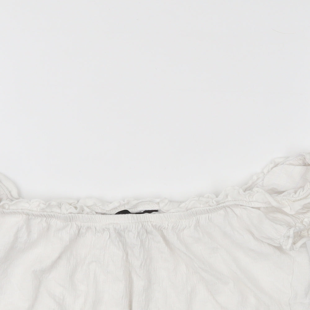 New Look Womens White   Cropped Blouse Size 8