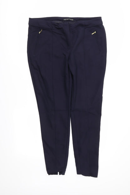 Additional front view of Definitions women’s blue trousers, size UK 12, 26-inch leg