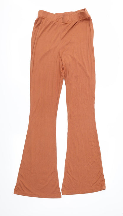 Additional front view of Topshop women’s brown sweatpants, size UK 10, 32-inch leg