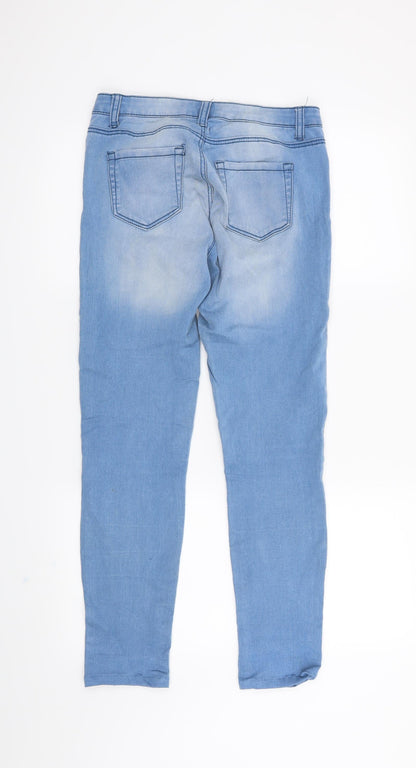 Back view of Denim & Co. women’s blue straight jeans, size UK 8, 26-inch leg