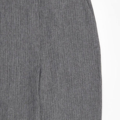 Close-up detail of New Look women’s grey trousers, size UK 12, 24-inch leg