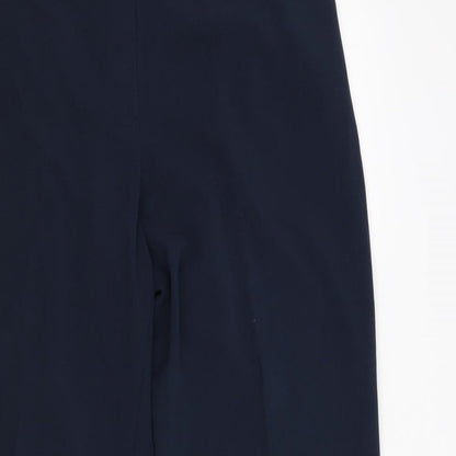 Close-up detail of Special Collection women’s blue trousers, size UK 16, 30-inch leg