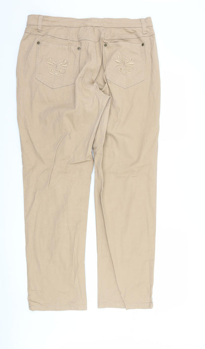 Back view of Preworn women’s brown chino trousers, size UK 36, in, 30-inch leg