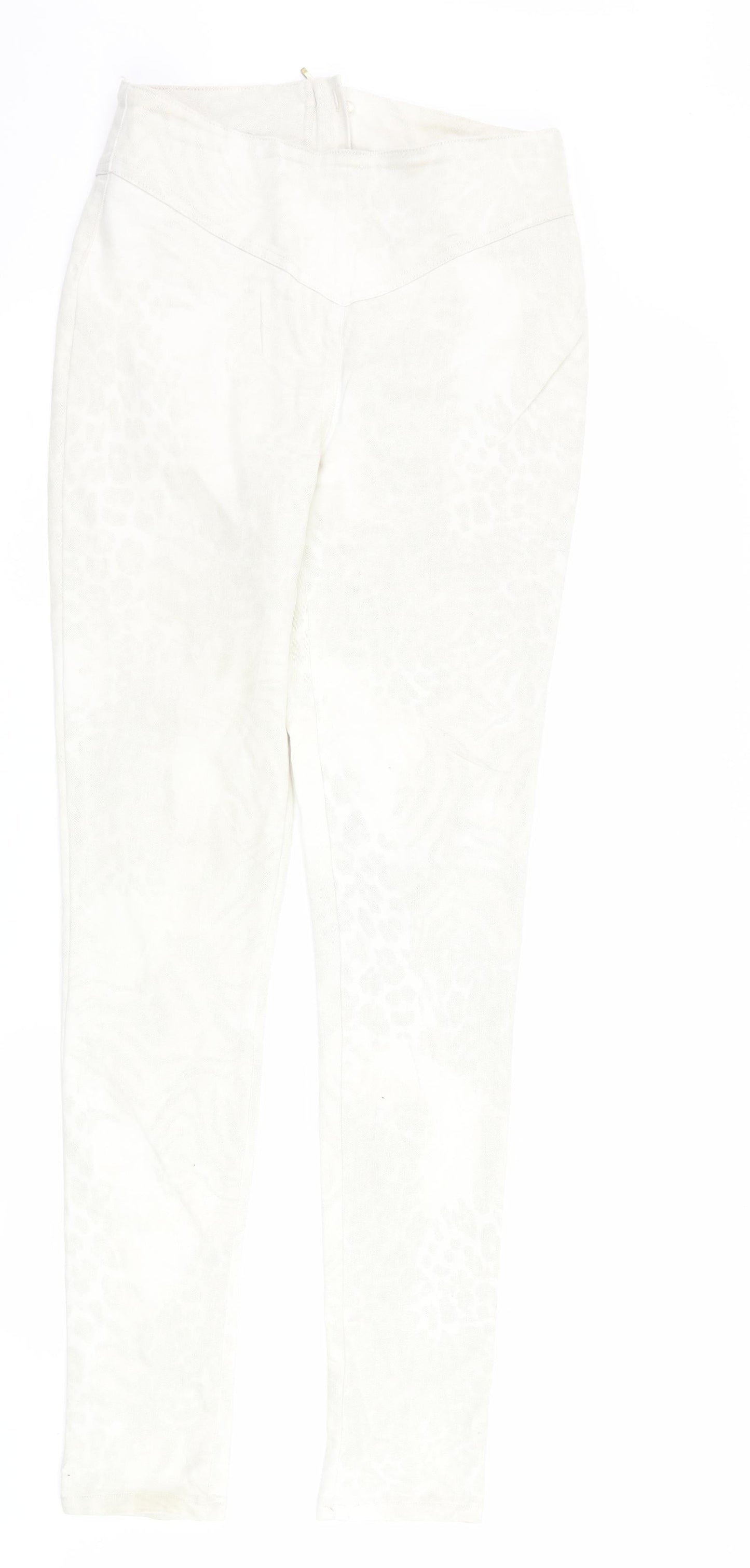 VERO MODA Womens Ivory Animal Print Denim Skinny Jeans Size S L32 in