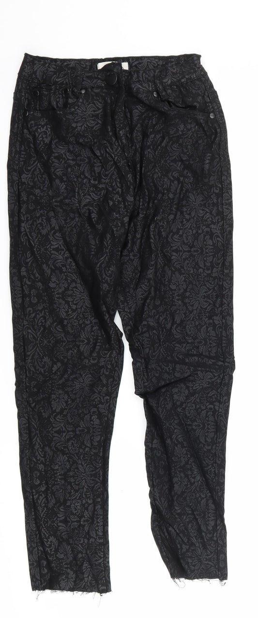 luccd Womens Black Floral  Trousers  Size 8 L23 in