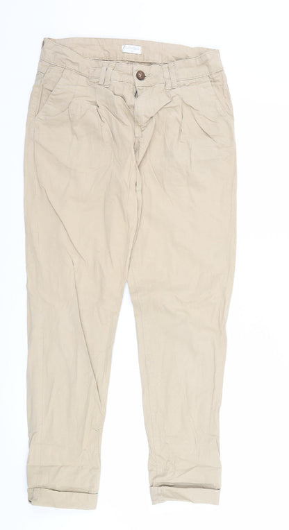 Additional front view of Sutherland women’s brown chino trousers, size UK 30, in, 28-inch leg