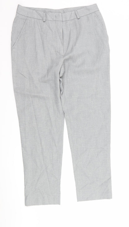 Additional front view of Preworn women’s grey trousers, size UK 30, in, 26-inch leg