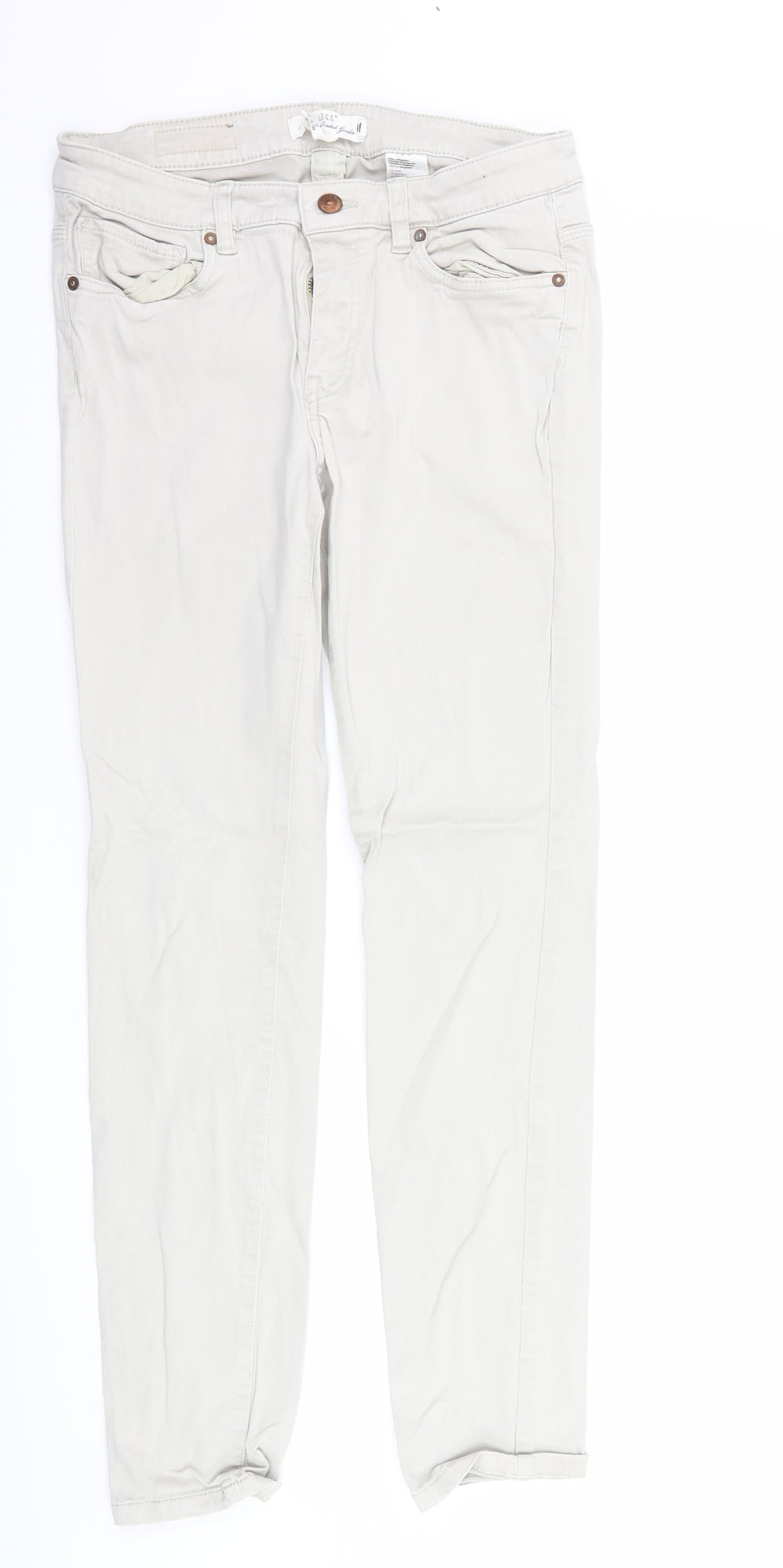 H&M Womens Ivory   Trousers  Size 12 L29 in