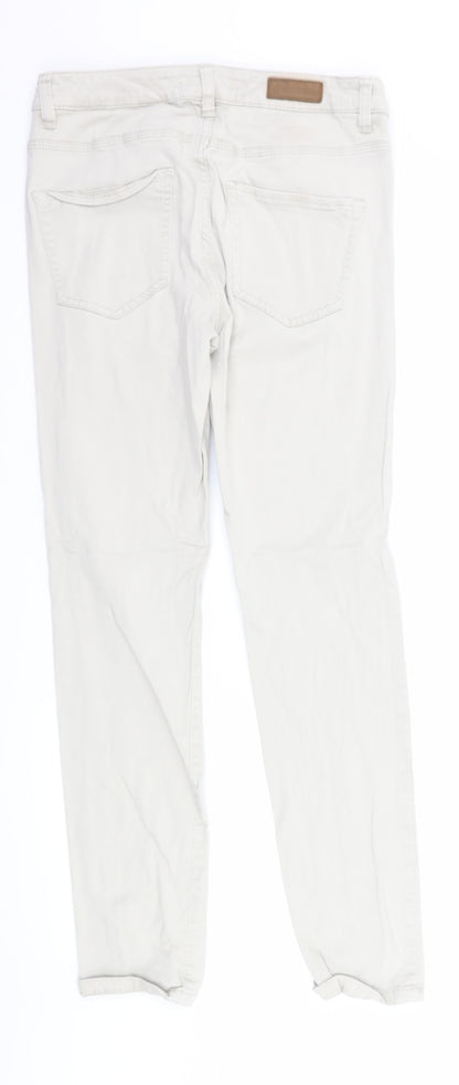 Back view of H&M women’s ivory trousers, size UK 12, 29-inch leg