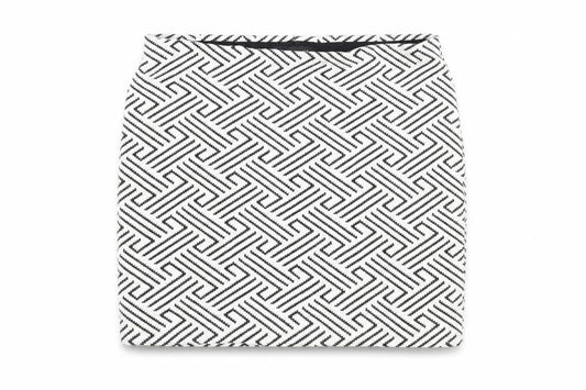 Front view of Atmosphere women’s white geometric a-line skirt, size UK 14