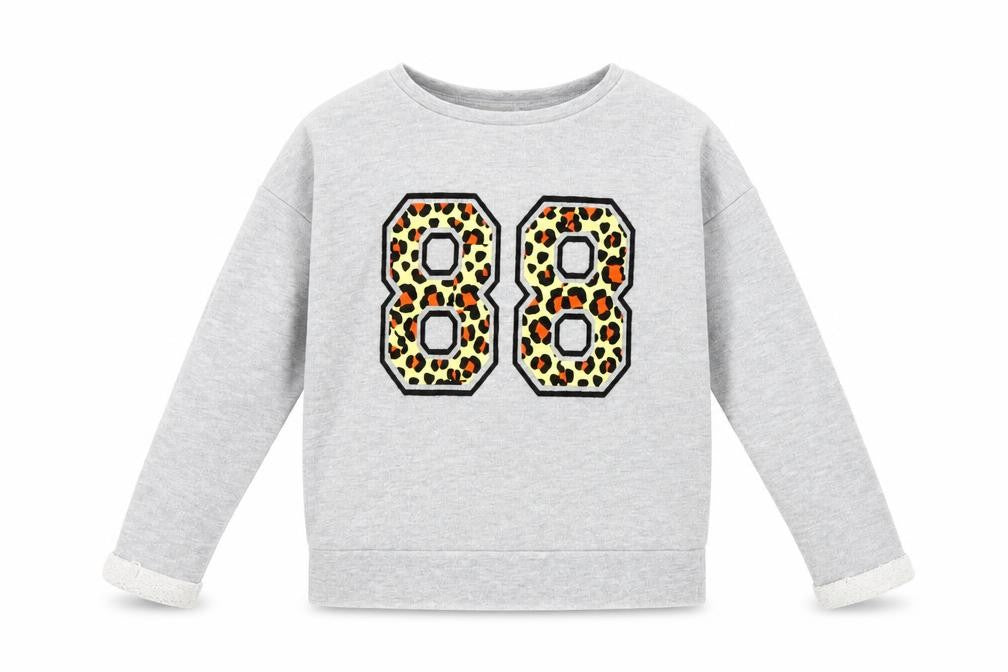 George Girls Grey Animal Print  Pullover Sweatshirt Size 6-7 Years  - graphic