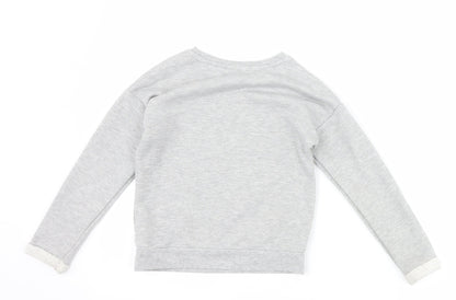 Back view of George girls’ grey animal print pullover sweatshirt, size 6-7, years - graphic