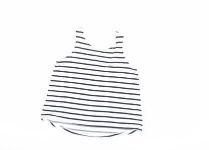 Additional front view of H&M girls’ blue striped basic tank, size 7-8, years