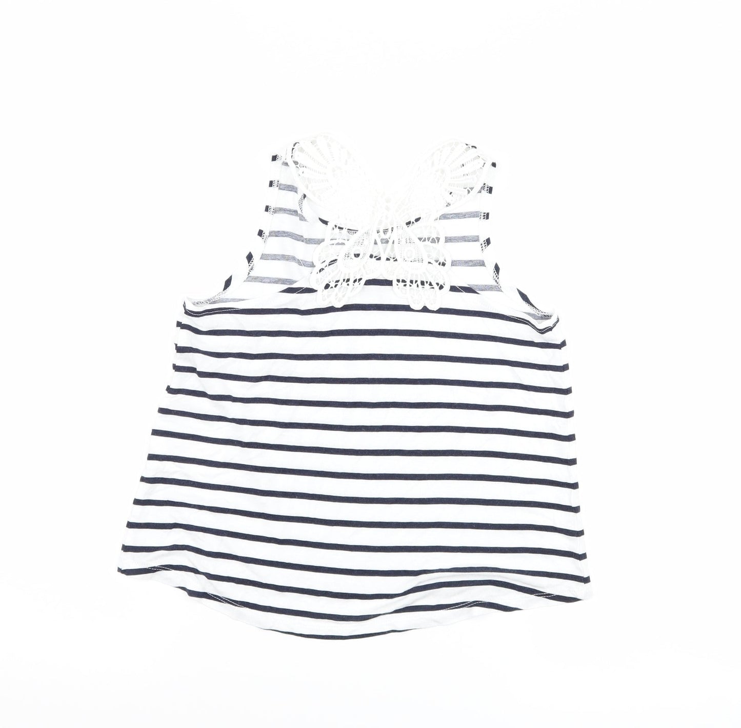 H&M Girls Blue Striped  Basic Tank Size 7-8 Years