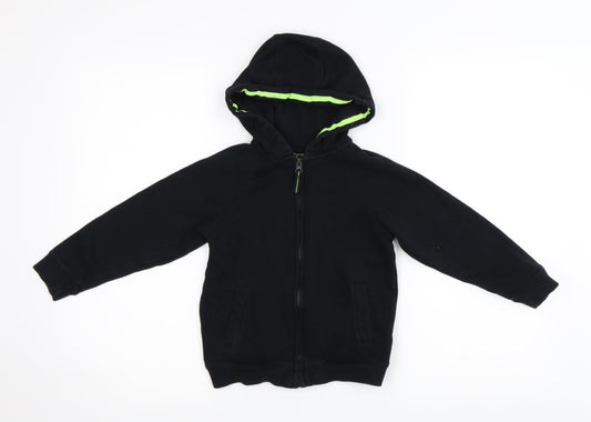 Matalan Boys Black   Full Zip Hoodie Size 5 Years