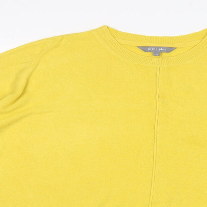 Close-up detail of Principles women’s yellow jumper, size UK 18