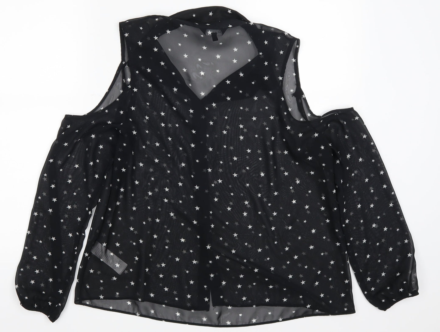 New Look Womens Black   Basic Blouse Size 14  - see through