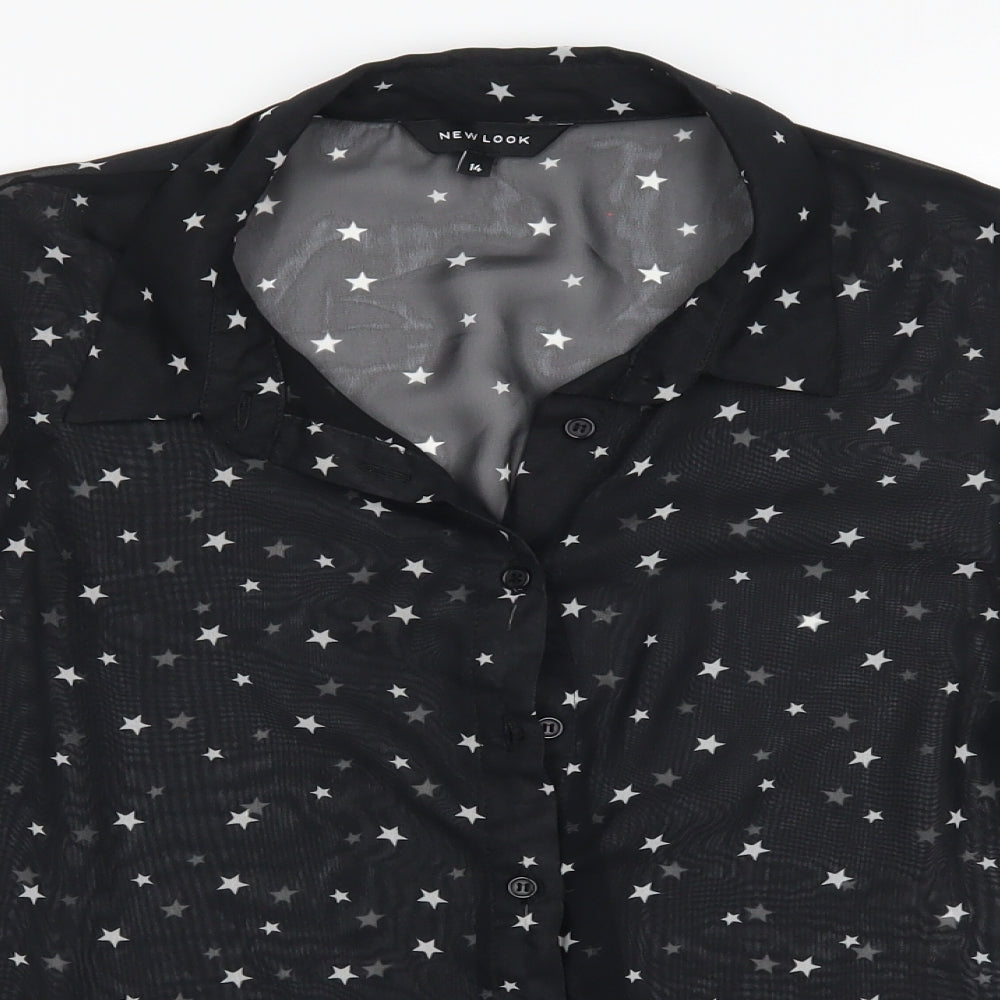 New Look Womens Black   Basic Blouse Size 14  - see through