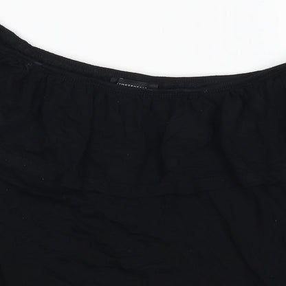 Close-up detail of Atmosphere women’s black basic blouse, size UK 8