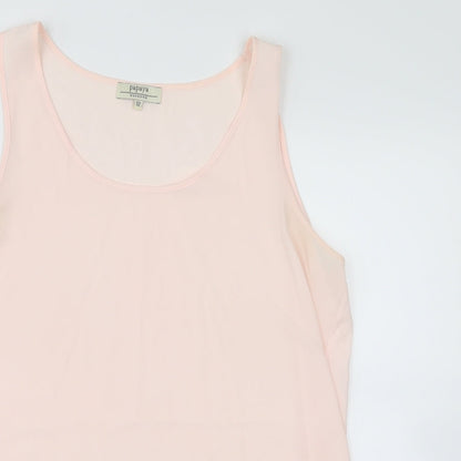 Close-up detail of Papaya women’s pink basic tank, size UK 12
