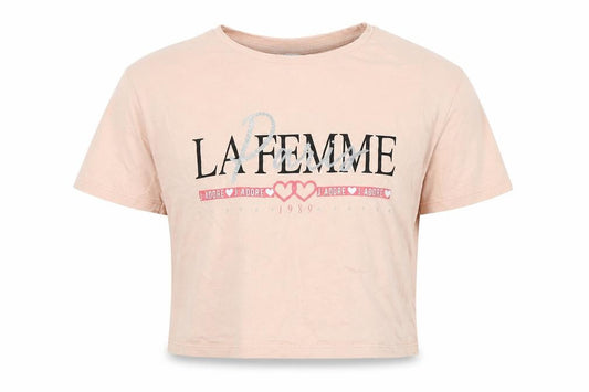 Front view of Primark girls’ pink cropped t-shirt, size 9-10, years - paris las femme