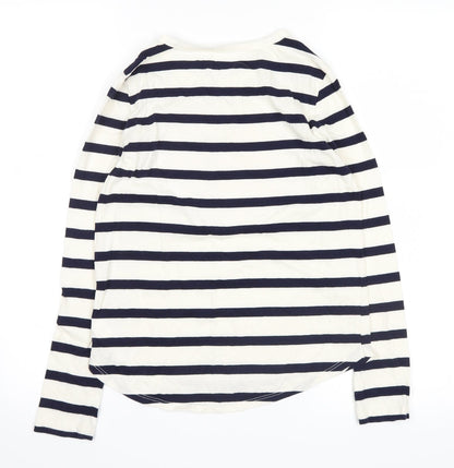 Back view of Gap girls’ blue striped basic casual, size L, - heart