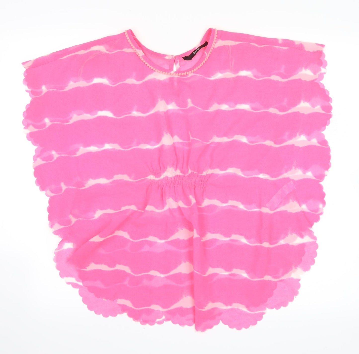 George Womens Clear Striped  Kimono Blouse Size M  - Pink seethrough