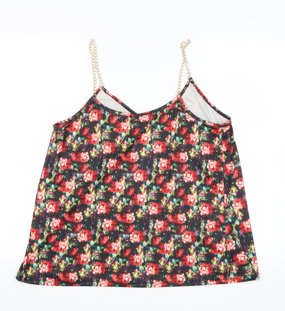 Back view of Atmosphere women’s red floral basic tank, size UK 14