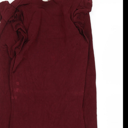 Close-up detail of H&M women’s red basic blouse, size XS