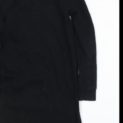 Brand and care label for Next girls’ black basic t-shirt, size 6, years