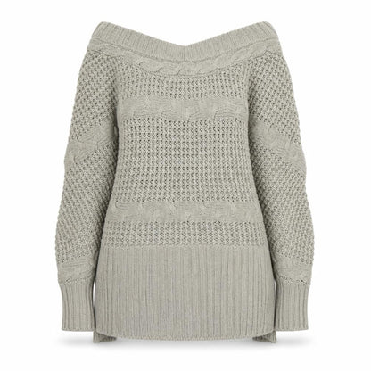 Front view of QED London women’s grey knit jumper, size L