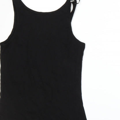 Brand and care label for Be Beau women’s black basic tank, size UK 12