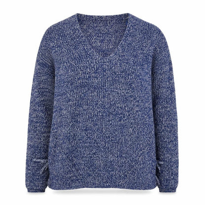 Front view of M&Co women’s blue jumper, size UK 14