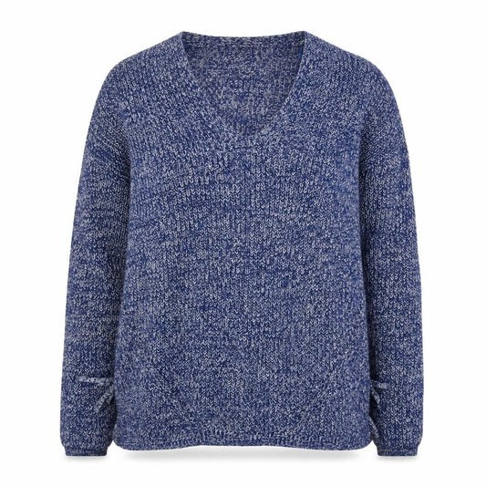 Front view of M&Co women’s blue jumper, size UK 14