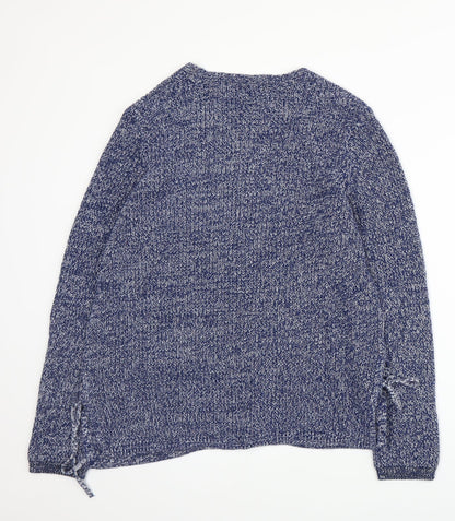 Back view of M&Co women’s blue jumper, size UK 14