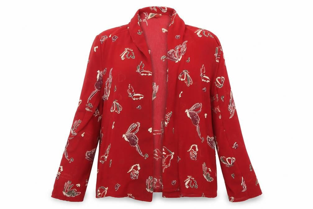 Cleo Womens Red Animal Print  Basic Blouse Size 14
