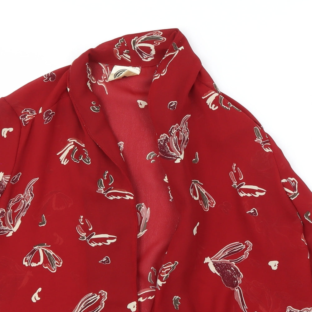 Cleo Womens Red Animal Print  Basic Blouse Size 14
