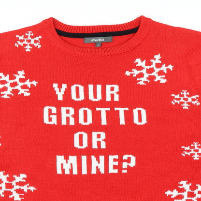 Close-up detail of Studio men’s red jumper, size XL