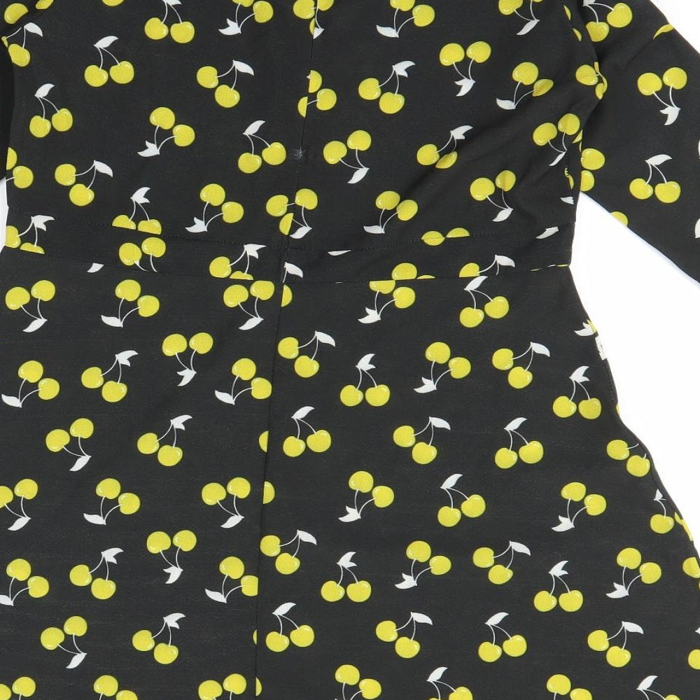 Boohoo Womens Black Polka Dot  Fit & Flare  Size 10