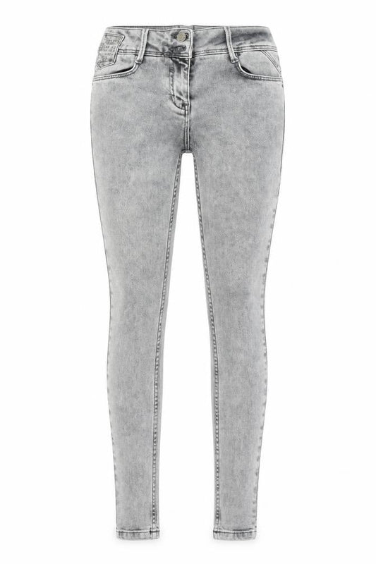 Front view of Harper women’s grey skinny jeans, size UK 8, 30-inch leg