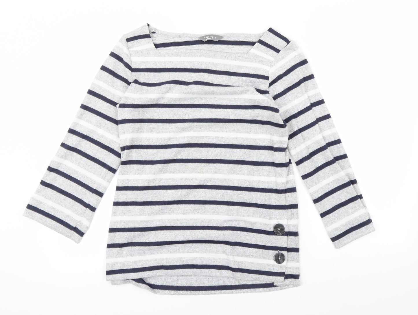 Nutmeg Womens Grey Striped  Pullover Jumper Size 8
