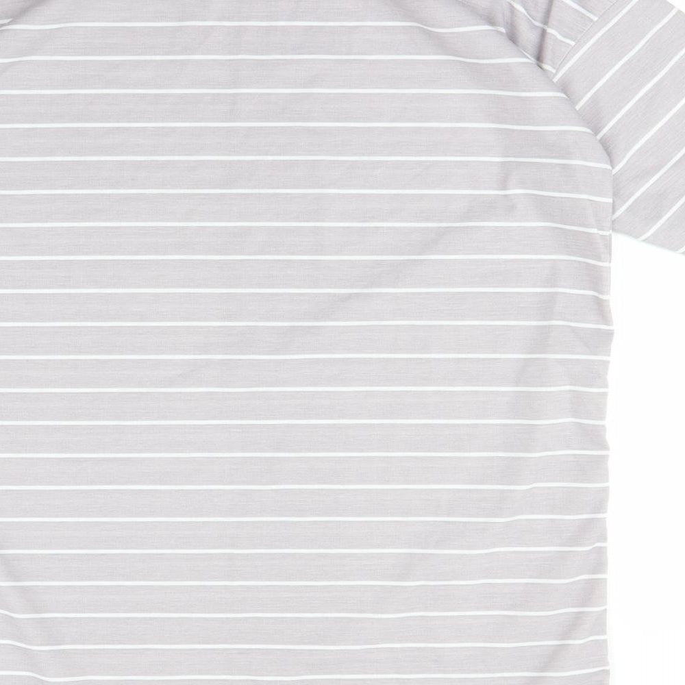 Prettylitlething Womens Grey Striped  Basic T-Shirt Size 8